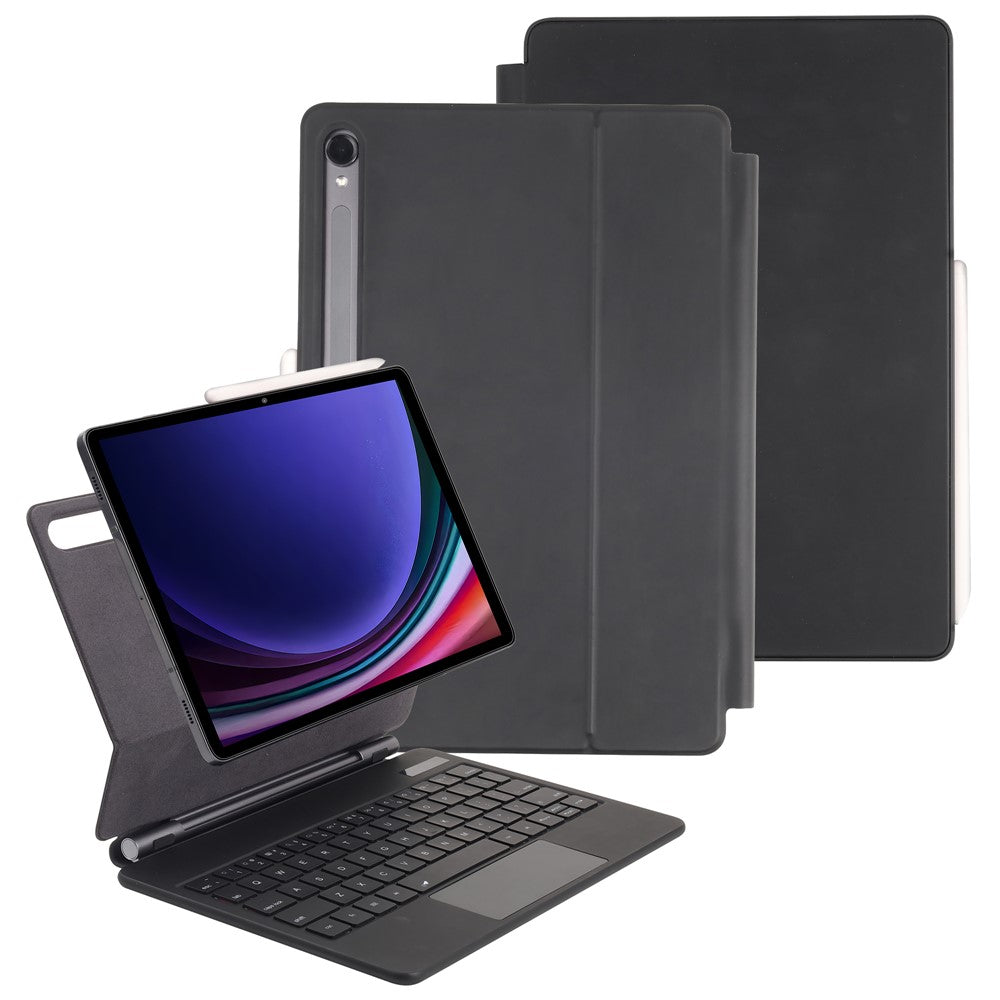 P810 til Samsung Galaxy Tab S10+ / S9 FE+ / S9+ / S8+ / S7 FE / S7+ Læderetui Flydende Magnetisk Tastatur med Baggrundsbelysning
