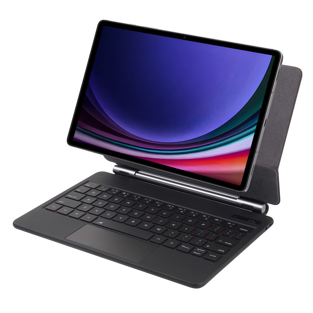 P810 til Samsung Galaxy Tab S10+ / S9 FE+ / S9+ / S8+ / S7 FE / S7+ Læderetui Flydende Magnetisk Tastatur med Baggrundsbelysning