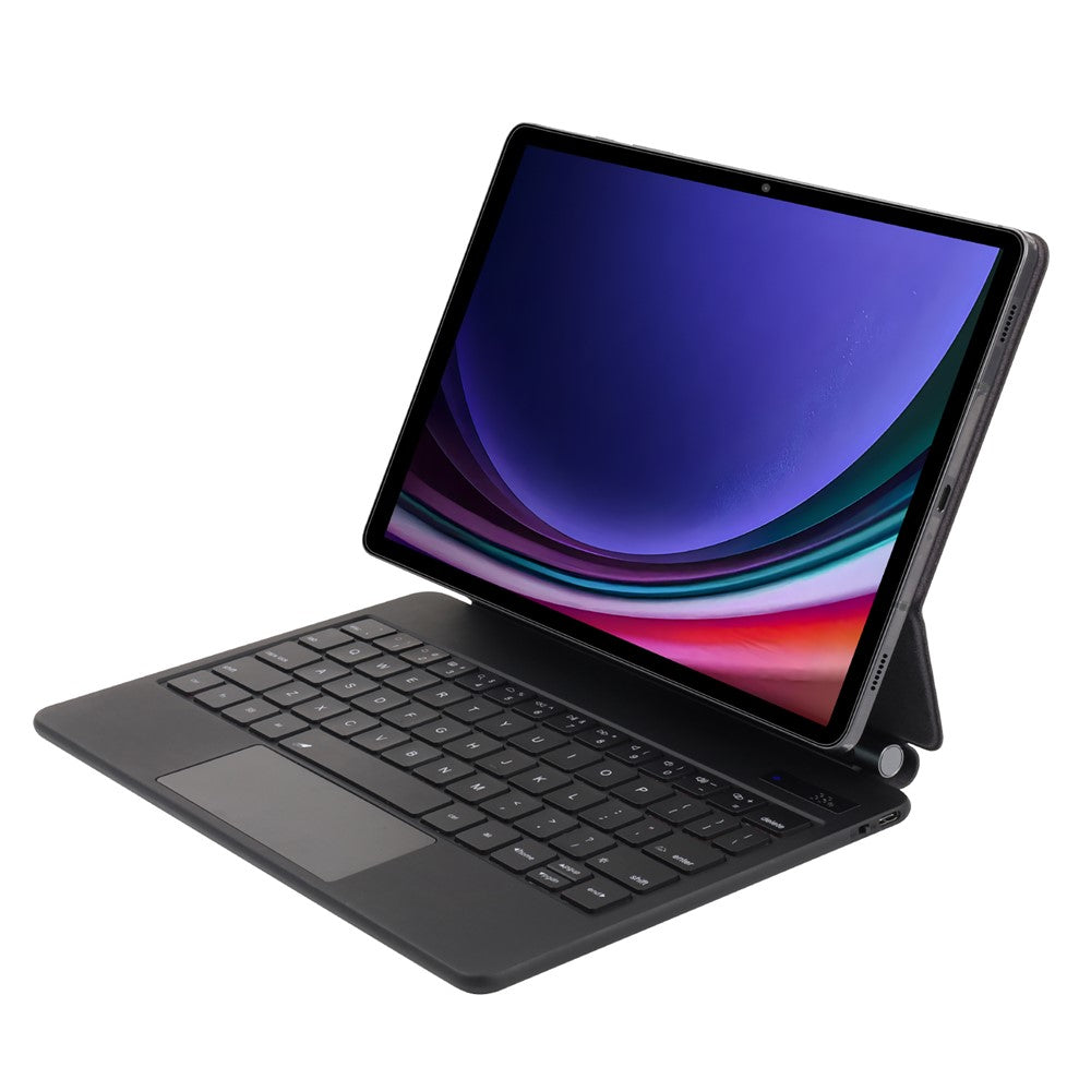 P810 til Samsung Galaxy Tab S10+ / S9 FE+ / S9+ / S8+ / S7 FE / S7+ Læderetui Flydende Magnetisk Tastatur med Baggrundsbelysning