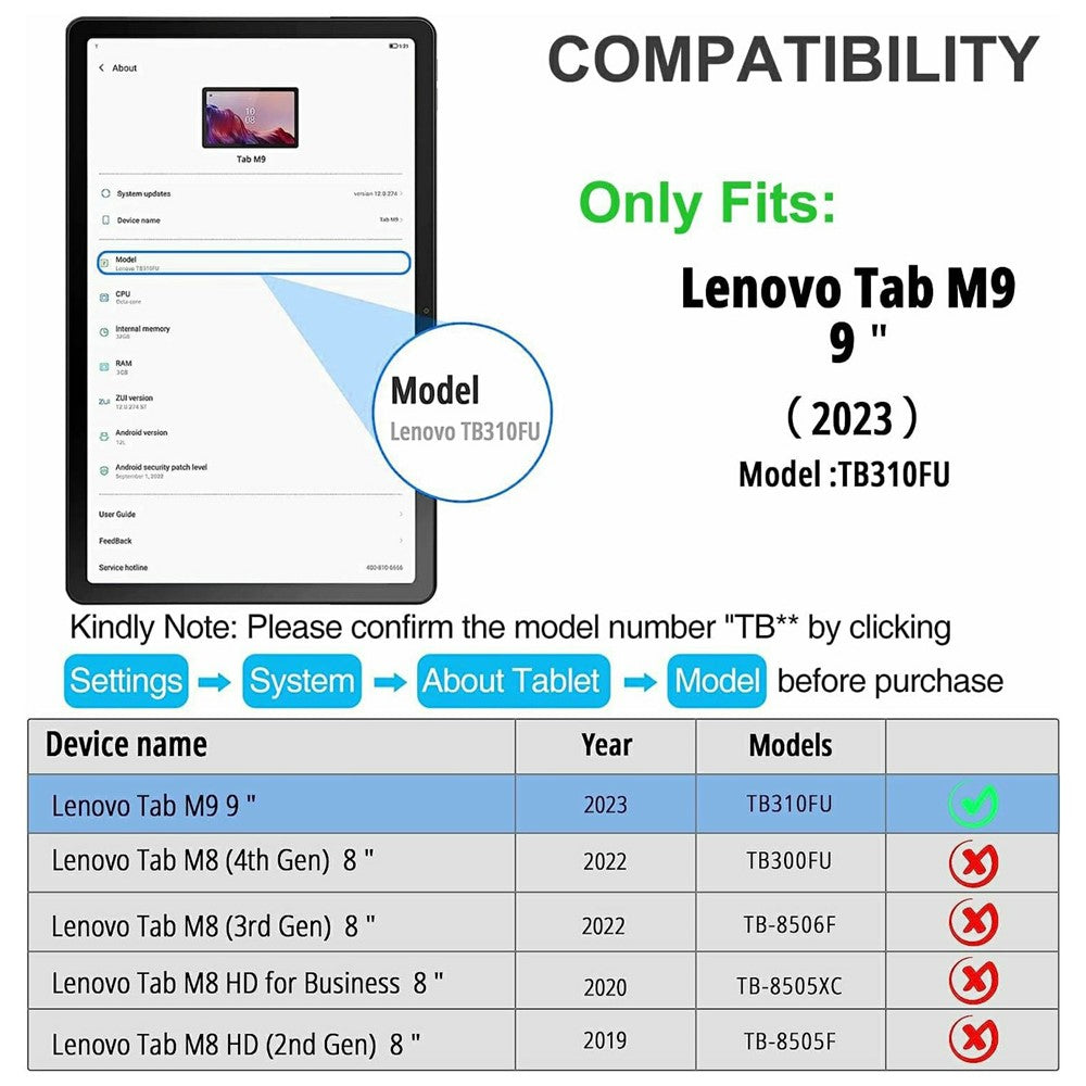 SK-M9 For Lenovo Tab M9 (TB-310FU / TB-310XU) Bluetooth-Compatible Keyboard Leather Case with Pen Slot