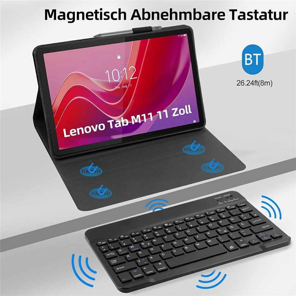 SK-M11 For Lenovo Tab M11 (TB330FU / TB330XU) Bluetooth-Compatible Keyboard Leather Case with Pen Slot