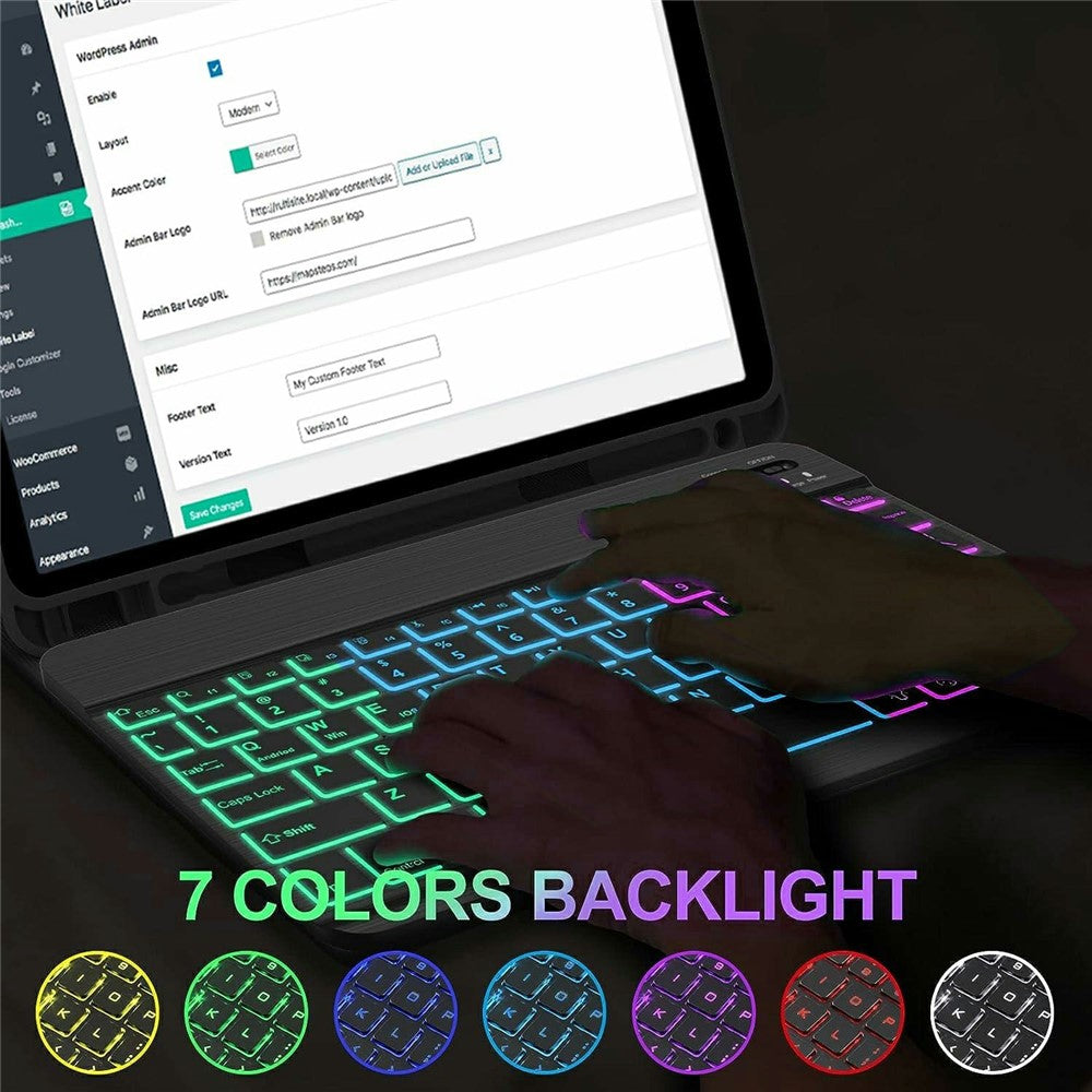 RGB-MI6 / 6pro For Xiaomi Pad 6 Pro / Pad 6 RGB Backlit Bluetooth-Compatible Keyboard Leather Case with Pen Slot
