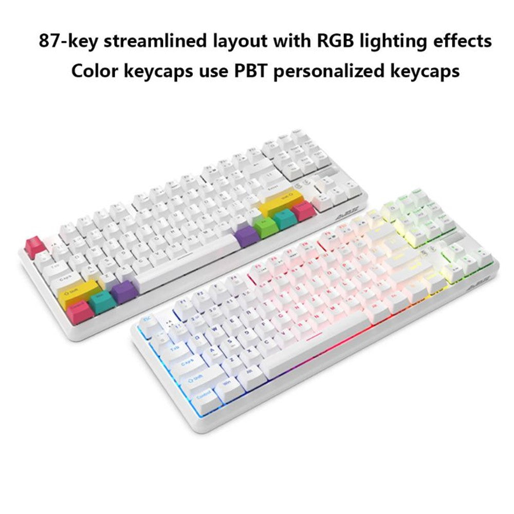 AJAZZ K870T Kabelført/Trådløst Bluetooth-kompatibelt Tastatur 87 Taster Dual Mode Tastatur med RGB Baggrundsbelysning til Telefon Bærbar Computer