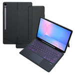 T820B-AS til Samsung Galaxy Tab S10 FE+ X620 / X626B Baggrundsbelyst Touchpad Bluetooth-kompatibelt Tastatur Læderetui