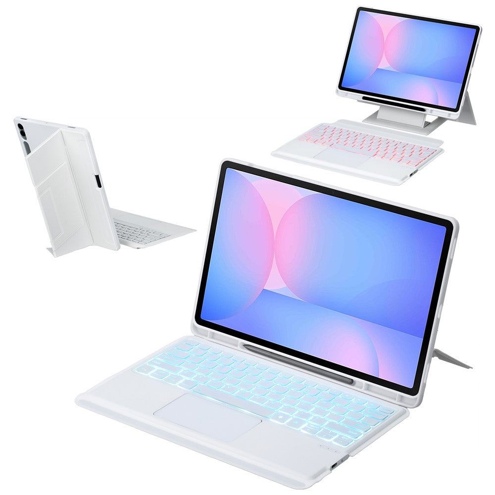 HY-820B For Samsung Galaxy Tab S10 FE+ X620 / X626B Detachable Touchpad Backlit Bluetooth-Compatible Keyboard Tablet Stand Cover