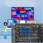 F69 Portable Bluetooth-Compatible Keyboard Transparent Design Two-Fold Keypad for Android / Windows / Ios