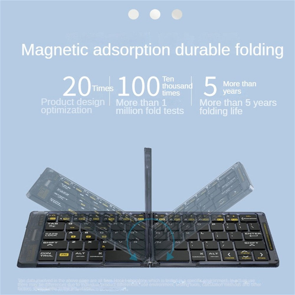 F69 Portable Bluetooth-Compatible Keyboard Transparent Design Two-Fold Keypad for Android / Windows / Ios