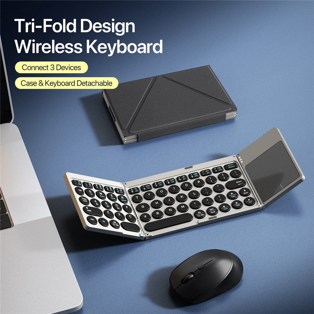 DUX DUCIS OK Flip Series Touchpad Keyboard Portable Tri-Fold Bluetooth-Compatible 5.2 Keyboard