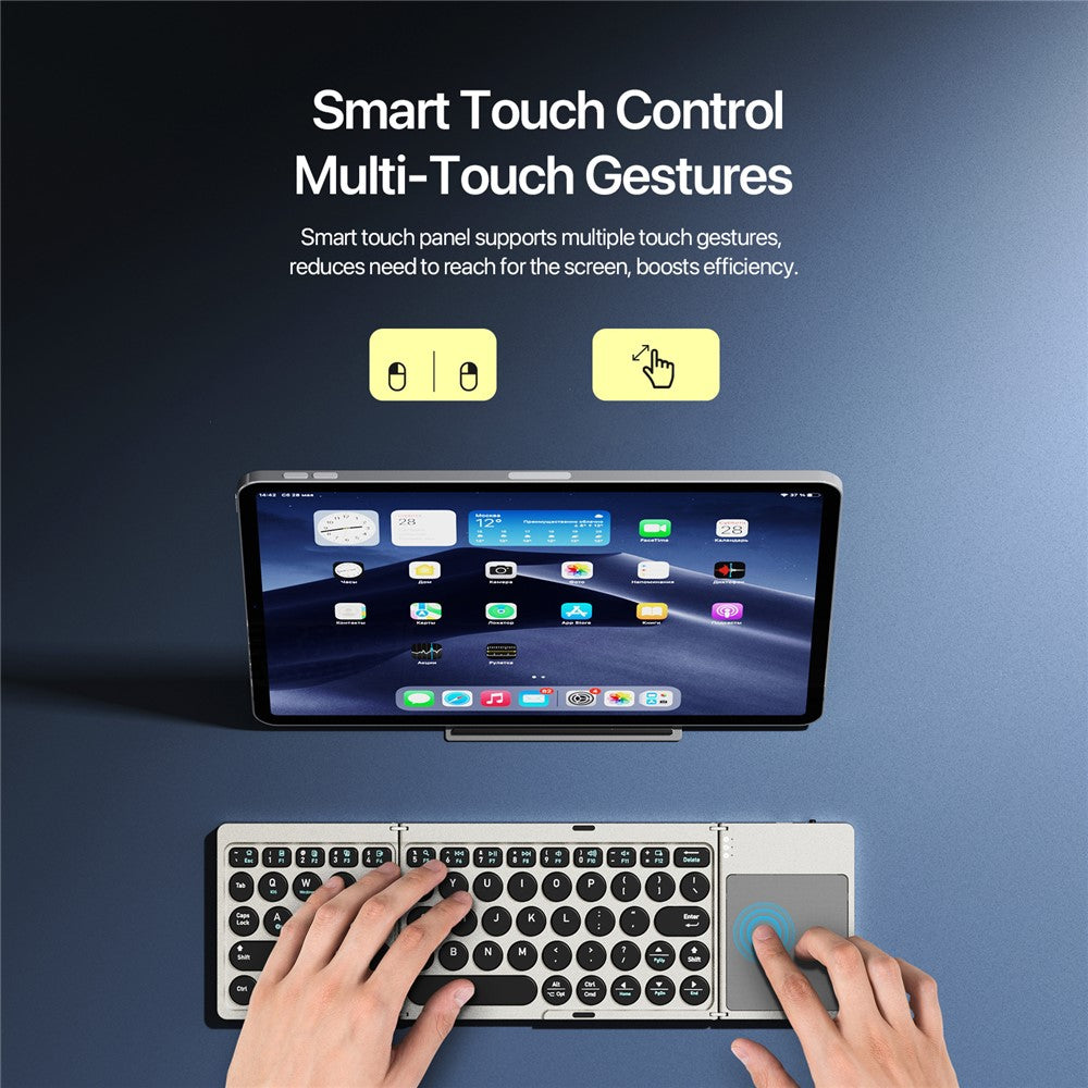 DUX DUCIS OK Flip Series Touchpad Keyboard Portable Tri-Fold Bluetooth-Compatible 5.2 Keyboard