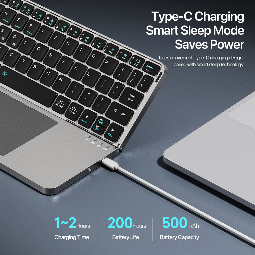 DUX DUCIS OK Fold Series Touchpad Keyboard for Tablet / Phone Two-Fold Design Bluetooth-Compatible 5.0 Keyboard