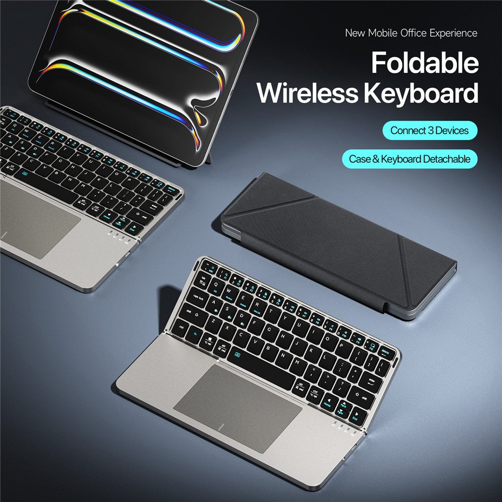 DUX DUCIS OK Fold Series Touchpad Keyboard for Tablet / Phone Two-Fold Design Bluetooth-Compatible 5.0 Keyboard