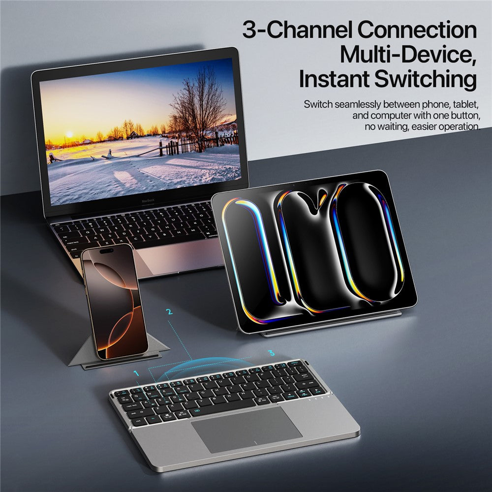 DUX DUCIS OK Fold Series Touchpad Keyboard for Tablet / Phone Two-Fold Design Bluetooth-Compatible 5.0 Keyboard