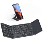 B089T Pocket Size Tri-fold Touchpad Bluetooth-compatible Keyboard for Android  /  Windows  /  iOS, with Phone Bracket