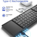 B089T Pocket Size Tri-fold Touchpad Bluetooth-compatible Keyboard for Android  /  Windows  /  iOS, with Phone Bracket