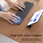 B089T Pocket Size Tri-fold Touchpad Bluetooth-compatible Keyboard for Android  /  Windows  /  iOS, with Phone Bracket