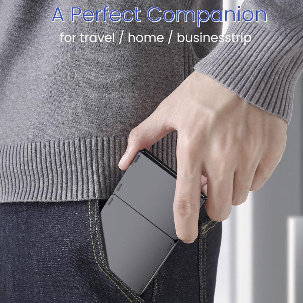 B089T Pocket Size Tri-fold Touchpad Bluetooth-compatible Keyboard for Android  /  Windows  /  iOS, with Phone Bracket