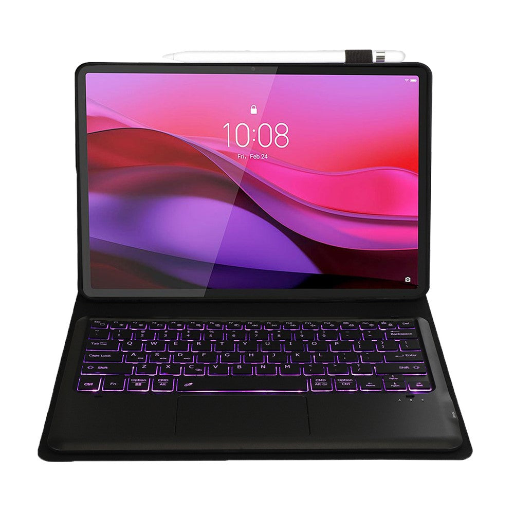 AM30-AS For Lenovo Yoga Tab Plus Detachable Bluetooth-Compatible Touchpad Backlit Keyboard Leather Tablet Case