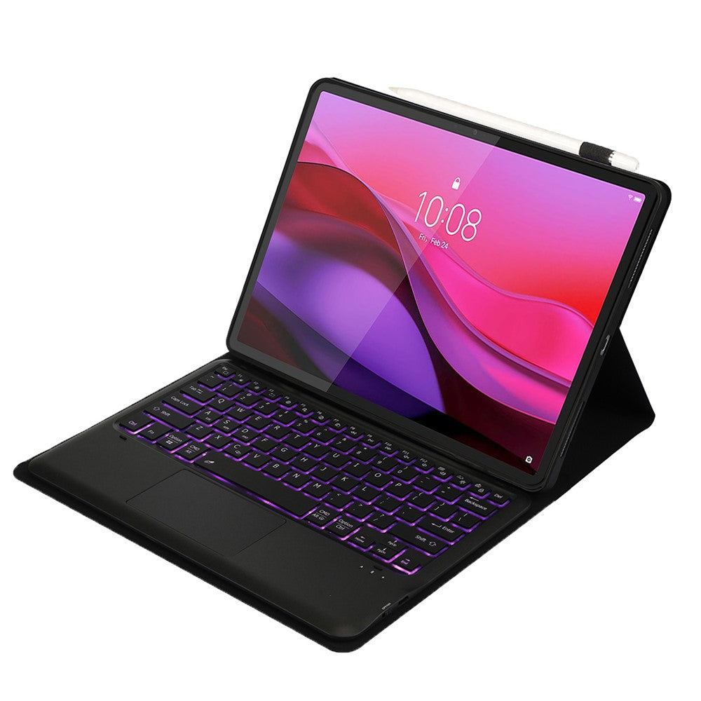 AM30-AS For Lenovo Yoga Tab Plus Detachable Bluetooth-Compatible Touchpad Backlit Keyboard Leather Tablet Case