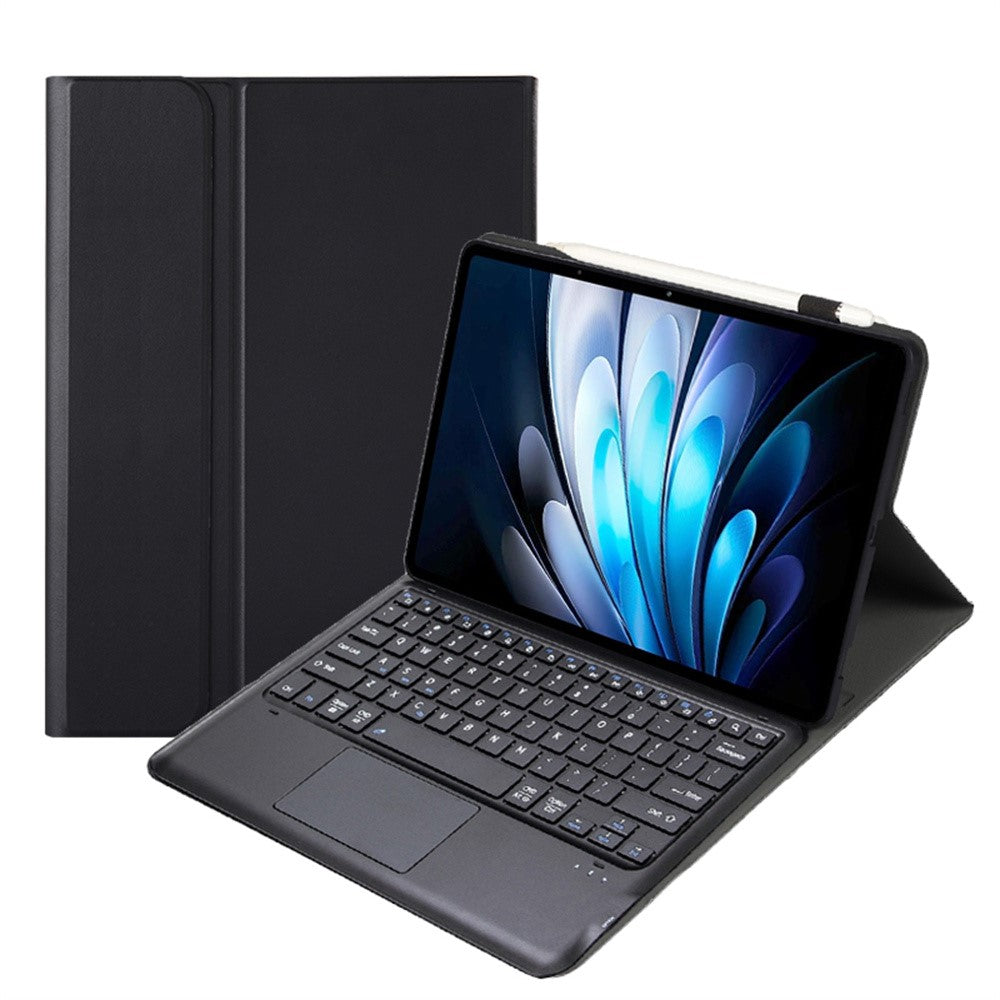 AV14-A Leather Case for vivo Pad5 Pro / Pad3 Pro / iQOO Pad2 Pro Tablet Cover + Touchpad Bluetooth-Compatible Keyboard