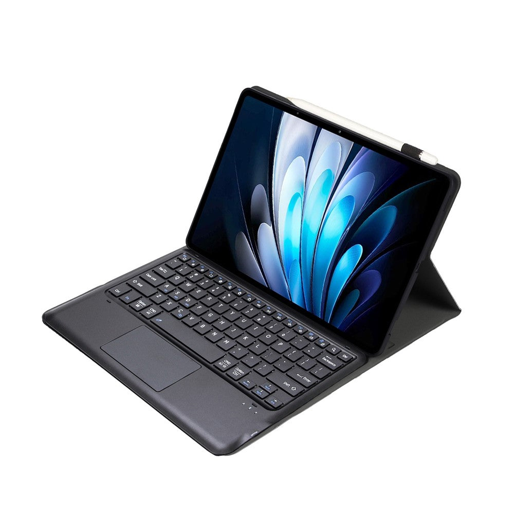 AV14-A Leather Case for vivo Pad5 Pro / Pad3 Pro / iQOO Pad2 Pro Tablet Cover + Touchpad Bluetooth-Compatible Keyboard