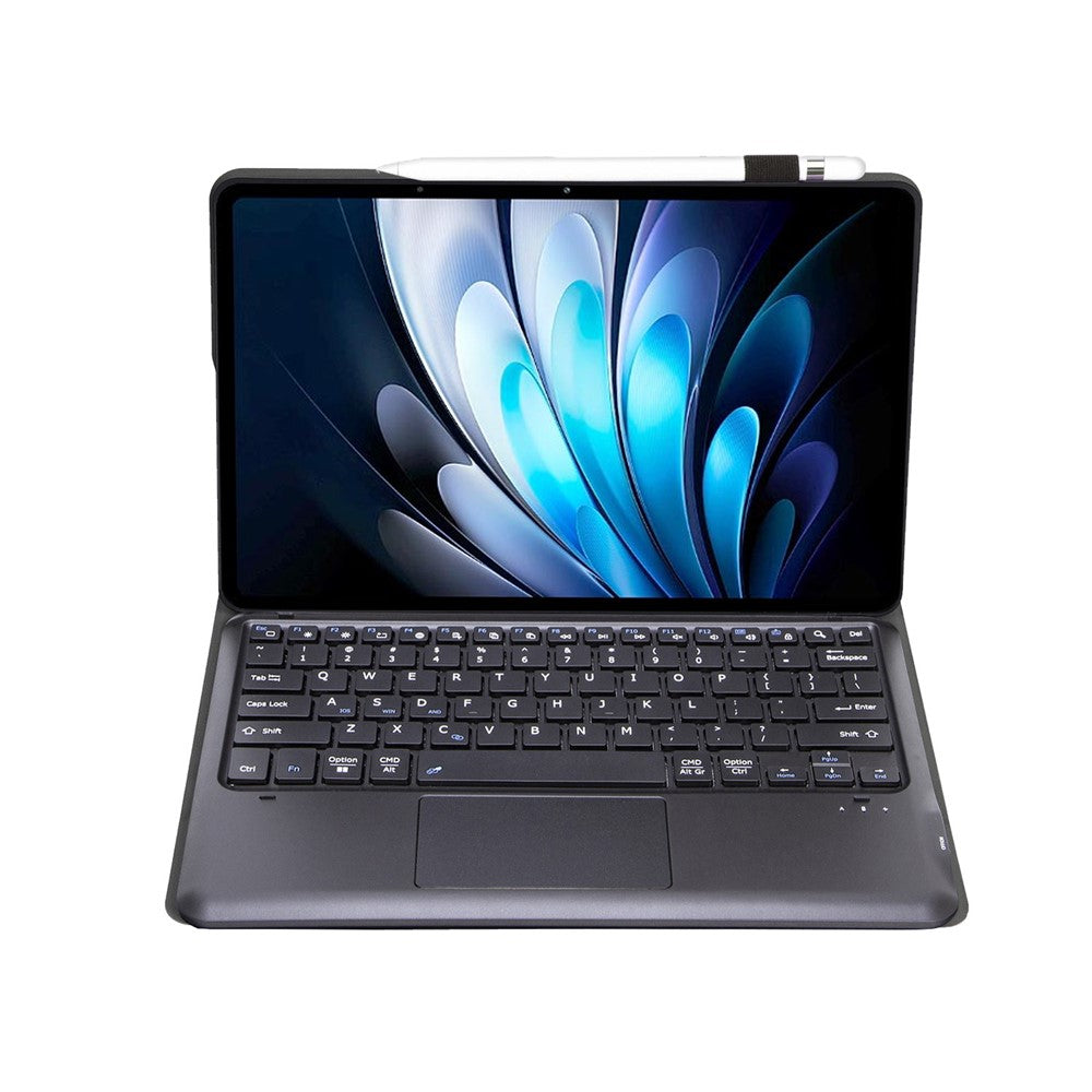 AV14-A Leather Case for vivo Pad5 Pro / Pad3 Pro / iQOO Pad2 Pro Tablet Cover + Touchpad Bluetooth-Compatible Keyboard