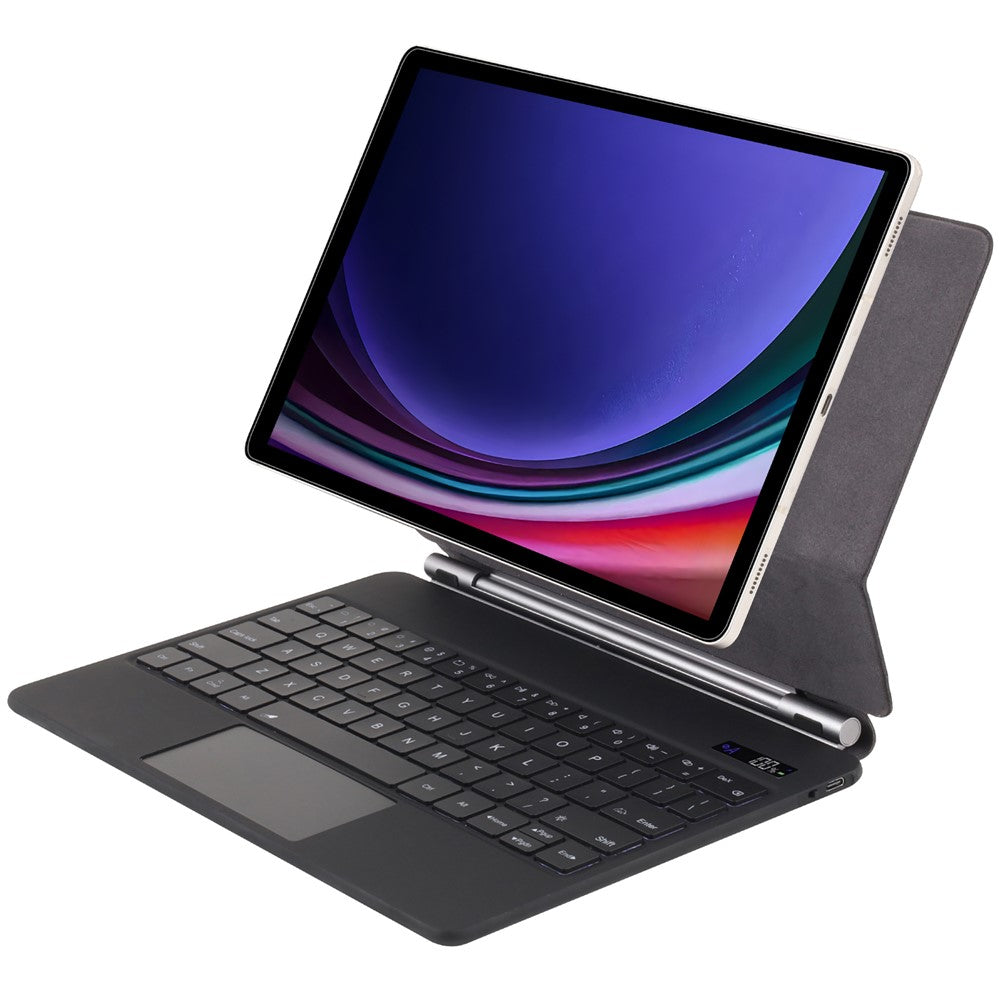 Bluetooth-kompatibelt tangentbordsfodral för Samsung Galaxy Tab S9 FE X510 X516 / S9 X710 X716B X718U / S8 X700 X706 / S7 T870 med styrplatta och bakgrundsbelysning
