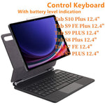 12,4 Tommer Bluetooth-kompatibelt Tastaturcover til Samsung Galaxy Tab S10+ / S9+ / S9 FE+ / S8+ / S7 FE / S7+ med Touchpad og Baggrundslys