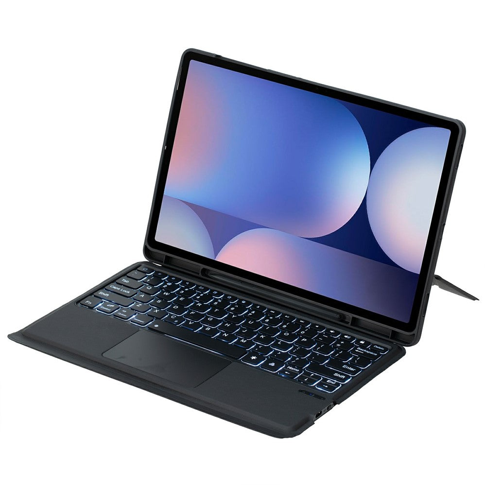 Bluetooth-kompatibelt tastatur til Samsung Galaxy Tab S10+ X820 / S9 FE+ X610 / X616 / S9+ X810 / X816B / X818U etui med flydende stander