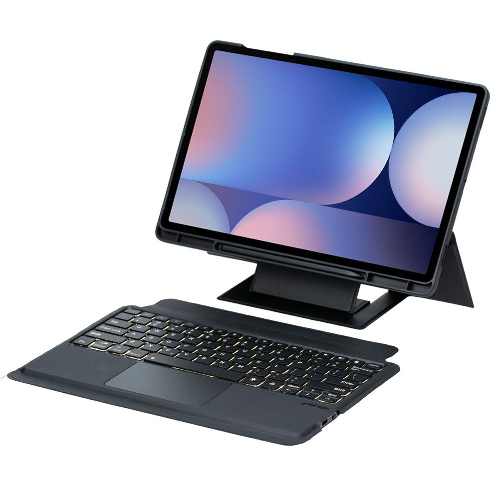 Bluetooth-kompatibelt tastatur til Samsung Galaxy Tab S10+ X820 / S9 FE+ X610 / X616 / S9+ X810 / X816B / X818U etui med flydende stander