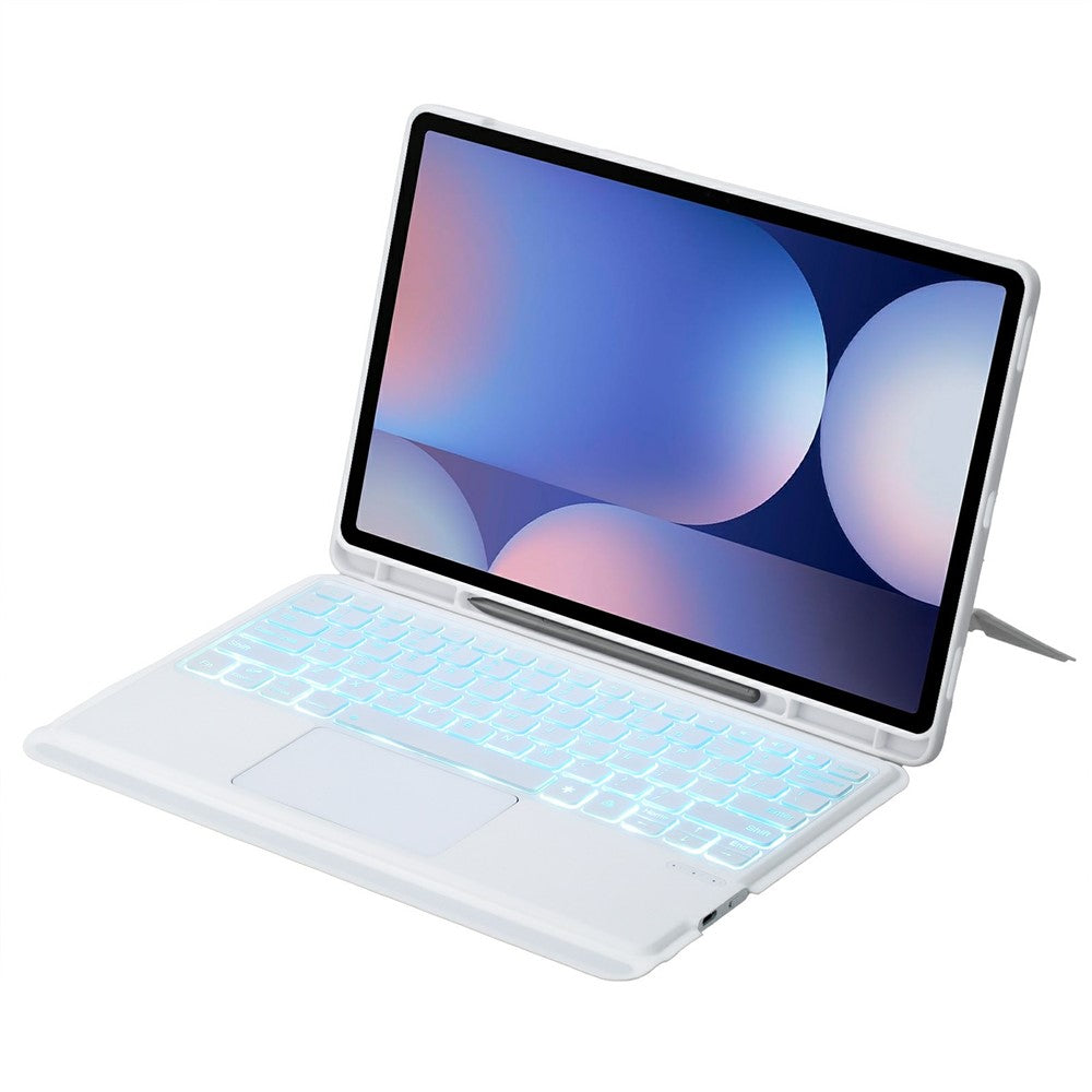 Bluetooth-kompatibelt tastatur til Samsung Galaxy Tab S10+ X820 / S9 FE+ X610 / X616 / S9+ X810 / X816B / X818U etui med flydende stander