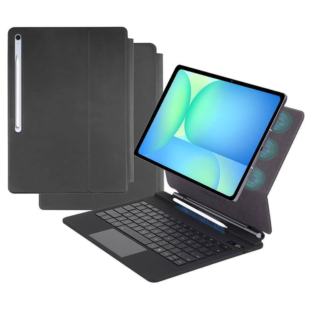 P820 For Samsung Galaxy Tab S10 FE+ X620 / X626B Floating Magnetic Keyboard Case with Backlit, Multi-Angle Stand