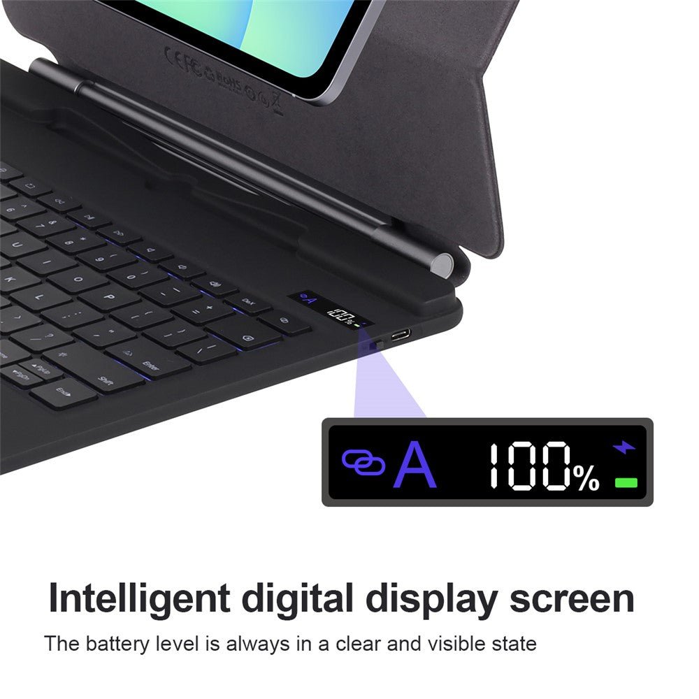 P820 For Samsung Galaxy Tab S10 FE+ X620 / X626B Floating Magnetic Keyboard Case with Backlit, Multi-Angle Stand
