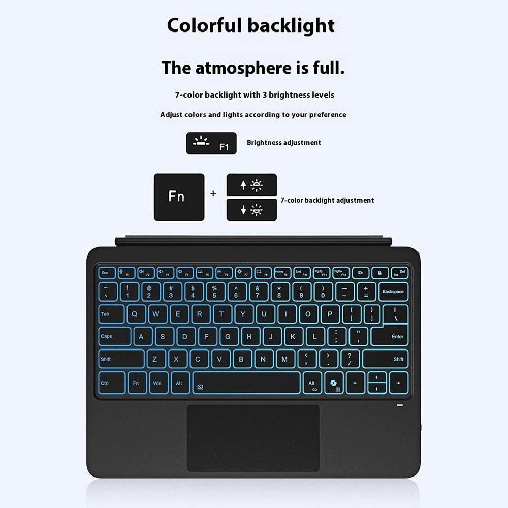 WP-12 For Microsoft Surface Pro 12 Inch Magnetic Wireless Bluetooth-compatible Keyboard with 7-Color Backlit