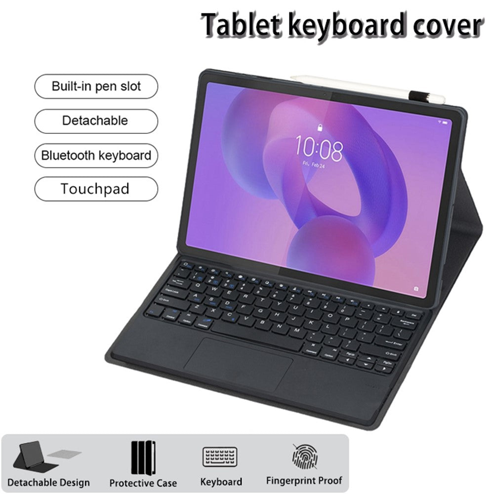 AM33 For Lenovo Xiaoxin Pad 2025 Ultra Thin Leather Case Detachable Bluetooth-Compatible Keyboard Cover