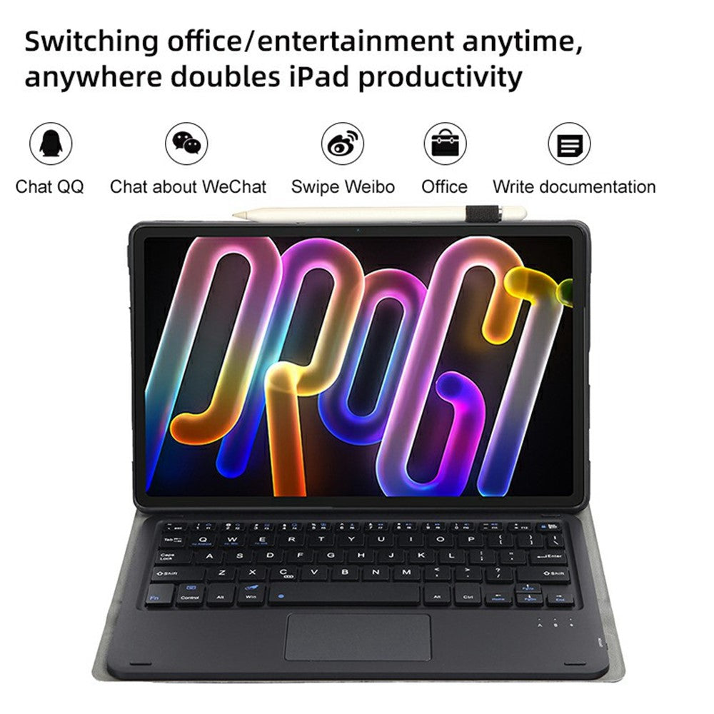 AM32-A For Lenovo Xiaoxin Pad Pro GT Leather TPU Tablet Cover with Touchpad Bluetooth-Compatible Keyboard