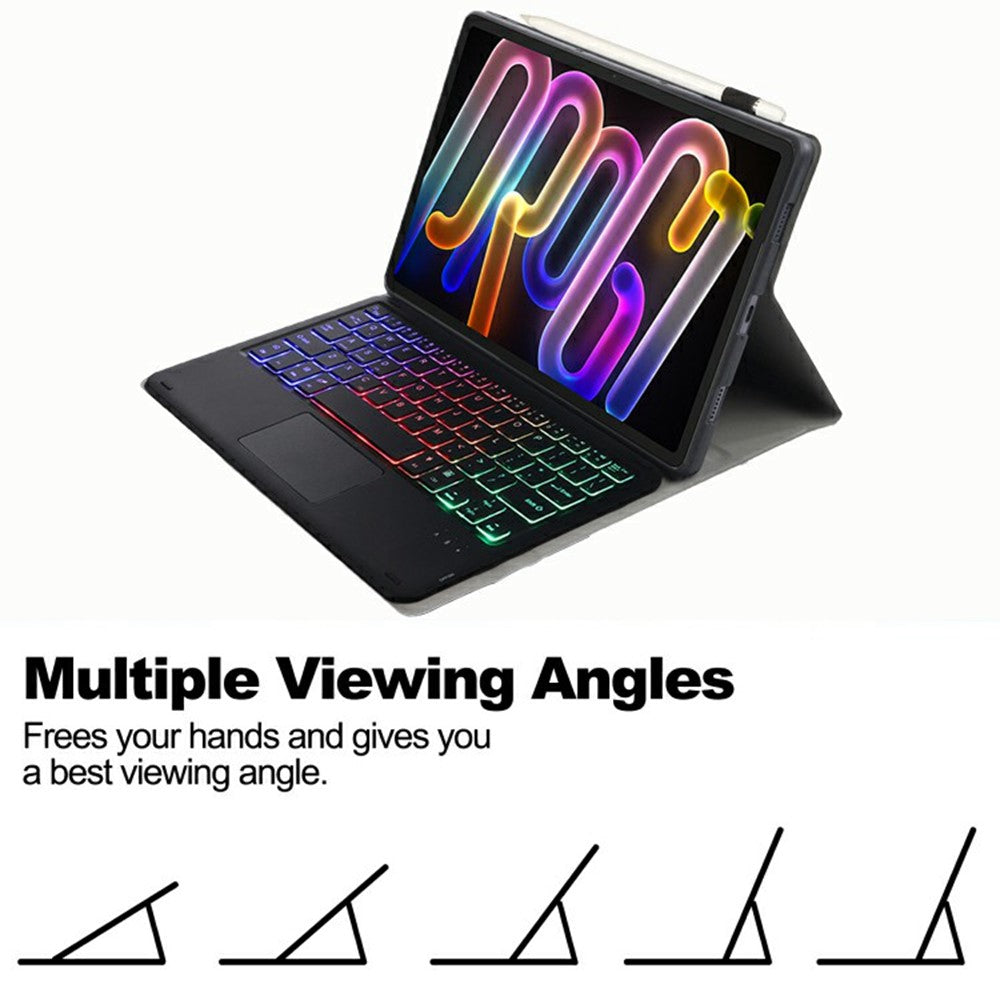 AM32-AS Til Lenovo Xiaoxin Pad Pro GT Læder Tabletcover med Baggrundsbelyst Touchpad Trådløst Tastatur