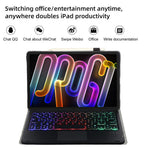 AM32-AS Til Lenovo Xiaoxin Pad Pro GT Læder Tabletcover med Baggrundsbelyst Touchpad Trådløst Tastatur