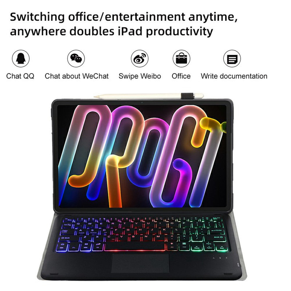 AM32-AS Til Lenovo Xiaoxin Pad Pro GT Læder Tabletcover med Baggrundsbelyst Touchpad Trådløst Tastatur