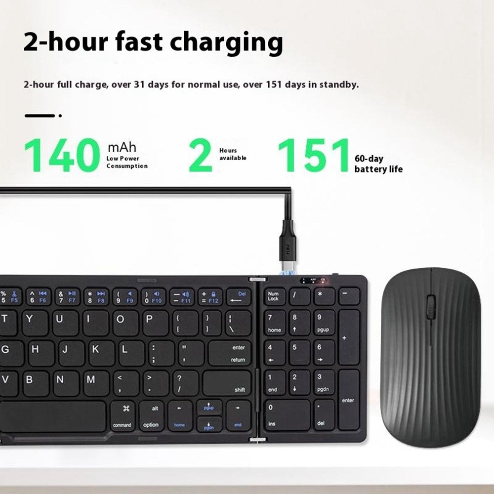 B089 Wireless Keyboard Mouse Set Foldable Mini Bluetooth-Compatible Keyboard for Tablet Laptop