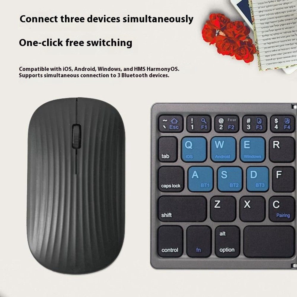 B089 Wireless Keyboard Mouse Set Foldable Mini Bluetooth-Compatible Keyboard for Tablet Laptop