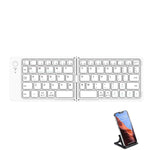 F88 66 Keys Folding Keyboard Dual Fold Bluetooth-compatible Keyboard with Phone Bracket for PC Tablet Phone
