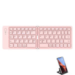 F88 66 Keys Folding Keyboard Dual Fold Bluetooth-compatible Keyboard with Phone Bracket for PC Tablet Phone