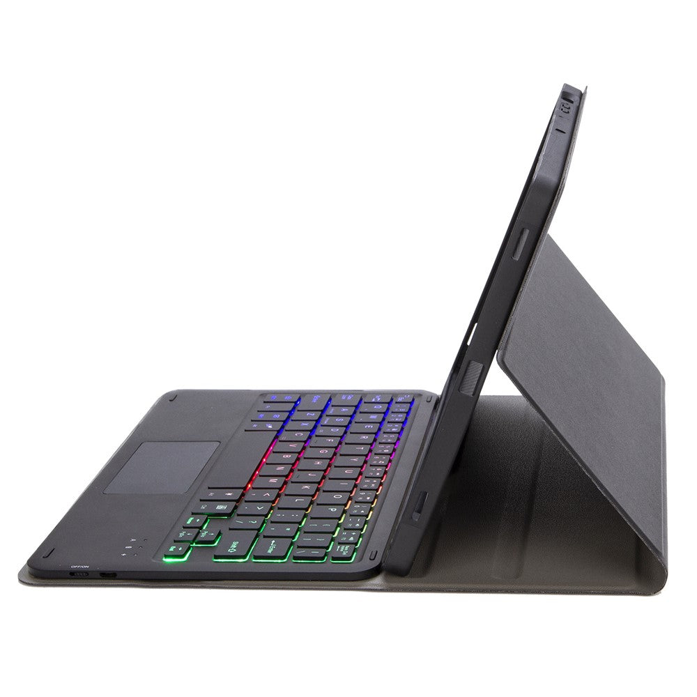 A730B-AS til Samsung Galaxy Tab S11 Aftageligt læderetui Bluetooth-kompatibelt touchpad-tastatur med baggrundslys og penneholder
