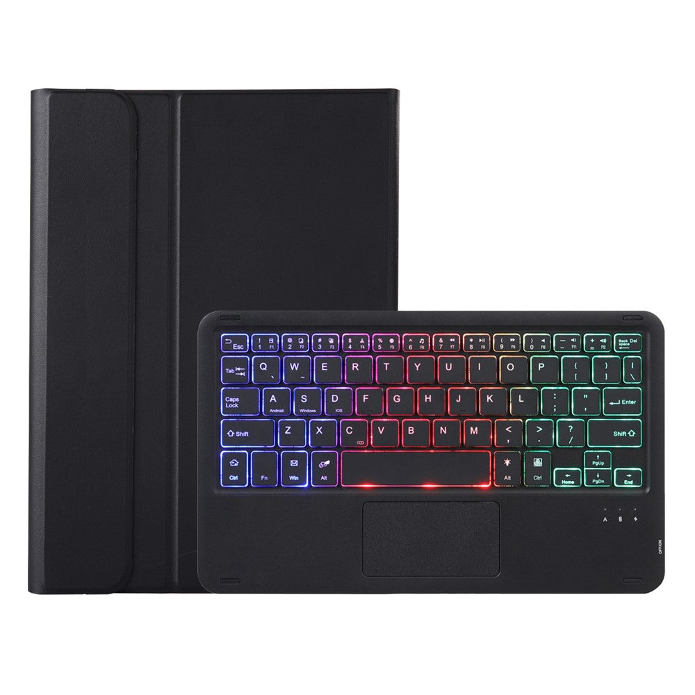 A730B-AS til Samsung Galaxy Tab S11 Aftageligt læderetui Bluetooth-kompatibelt touchpad-tastatur med baggrundslys og penneholder