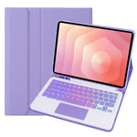 A730B-AS til Samsung Galaxy Tab S11 Aftageligt læderetui Bluetooth-kompatibelt touchpad-tastatur med baggrundslys og penneholder