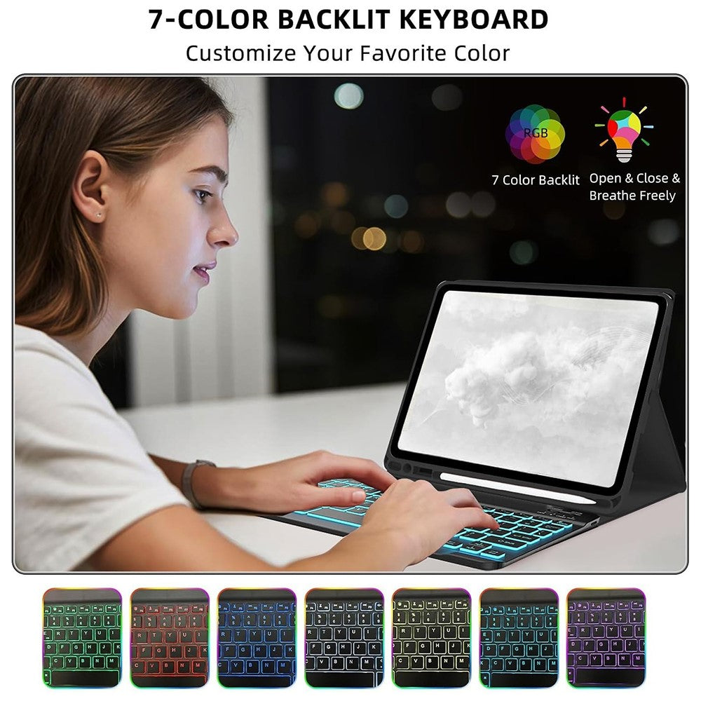 SK-S11D Protective Case with Keyboard / Mouse for Samsung Galaxy Tab S11 SM-X730 / SM-X736 / SM-X736B Detachable Backlit Wireless Keyboard Cover
