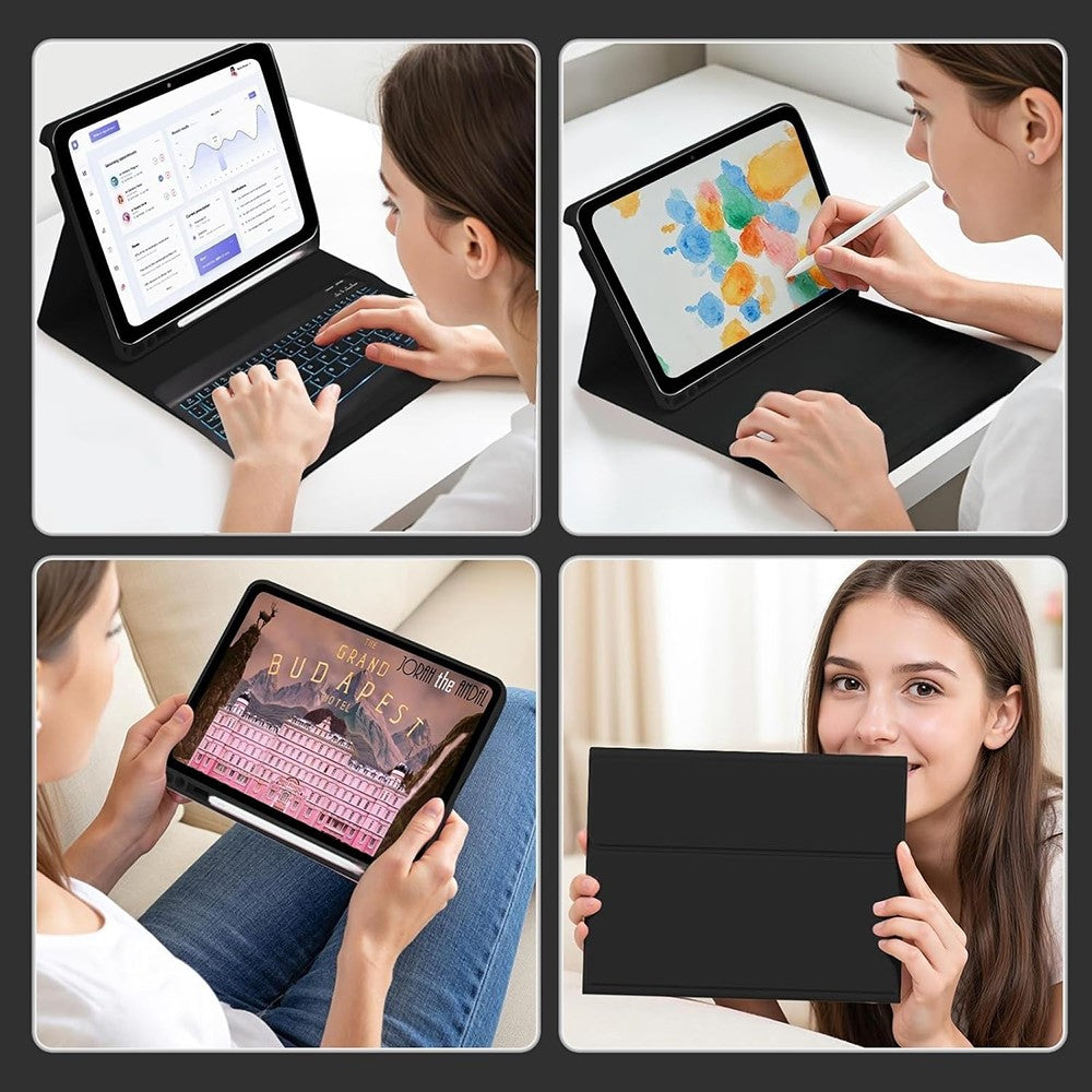 SK-S11D Protective Case with Keyboard / Mouse for Samsung Galaxy Tab S11 SM-X730 / SM-X736 / SM-X736B Detachable Backlit Wireless Keyboard Cover