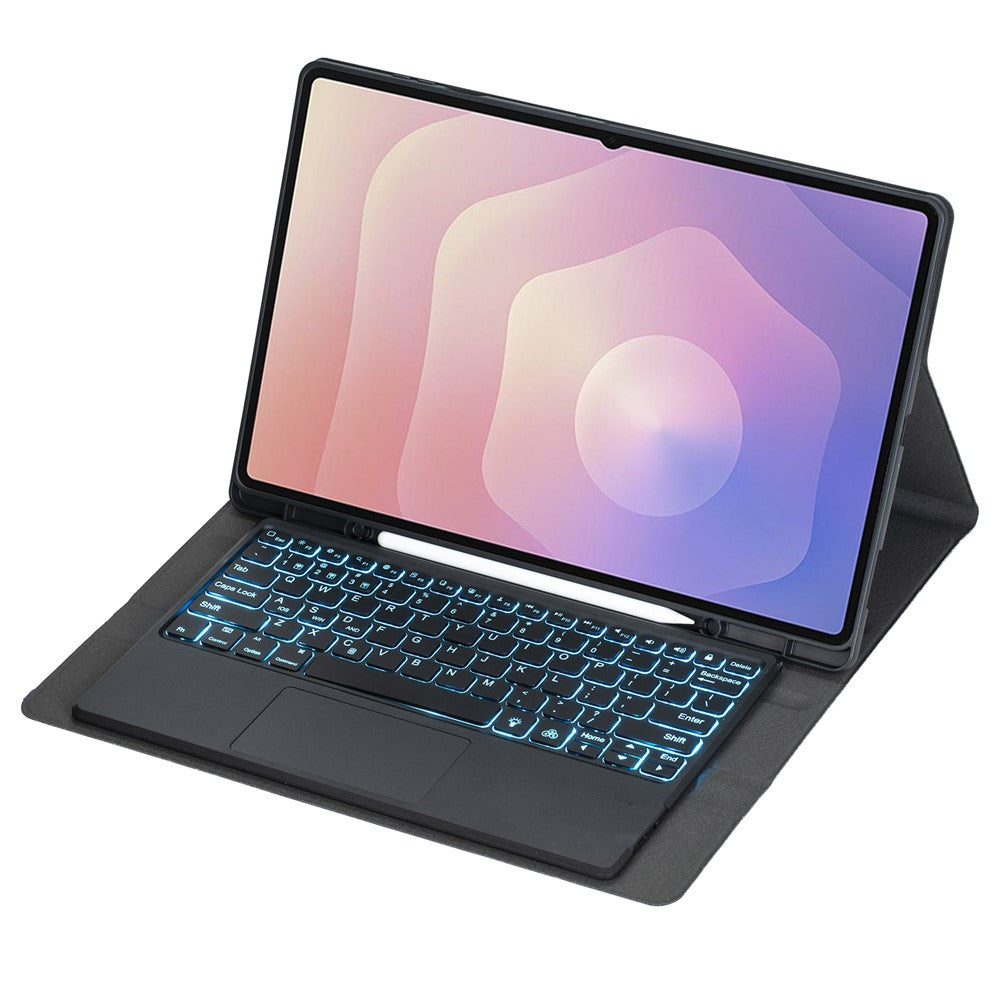 A930B-AS For Samsung Galaxy Tab S11 Ultra Bluetooth-compatible Touchpad Keyboard Detachable Leather Case with Backlit and Pen Slot