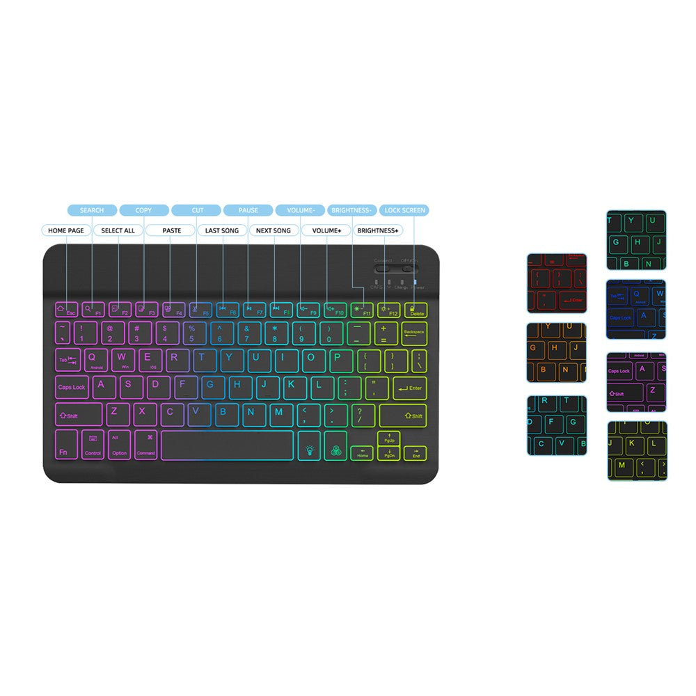 RGB-S11 For Samsung Galaxy Tab S11 Bluetooth-compatible Keyboard PU Leather Stand Case with RGB Backlit