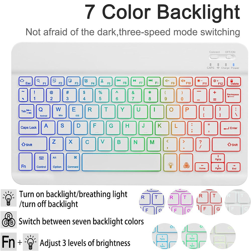RGB-S11 For Samsung Galaxy Tab S11 Bluetooth-compatible Keyboard PU Leather Stand Case with RGB Backlit